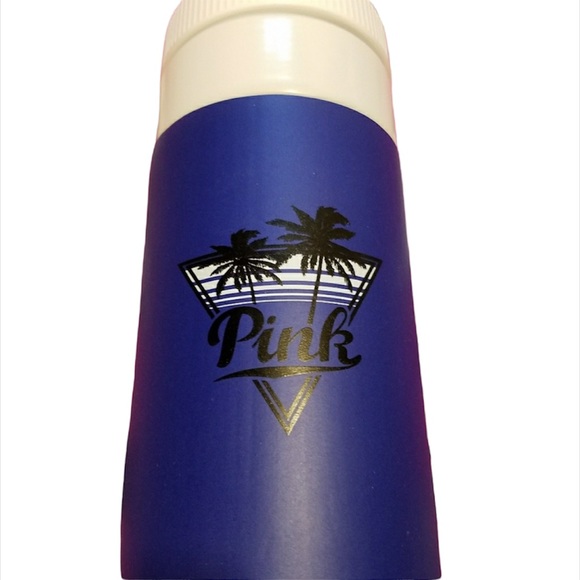 Victoria’s Secret Pink Navy Retro Graphic Beach Please Palm Trees Water Bottle - Picture 2 of 7